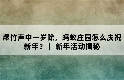 爆竹声中一岁除，蚂蚁庄园怎么庆祝新年？｜ 新年活动揭秘